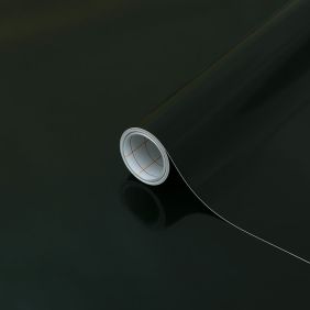 Volle rol plakkende folie in uni zwart glossy, 67,5 cm breed en 15 m lang, geschikt voor tafels.