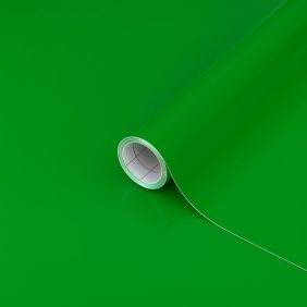 Lichtgroene glossy plakfolie op een rol, 45cm breed en 15m lang, ideaal voor tafelbescherming.