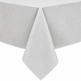 Gecoat tafellinnen Munch Wit met een subtiel patroon, geschikt voor tafelbescherming en decoratie.
