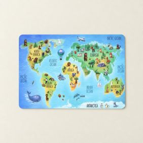Placemat Wereldkaart - Blauw