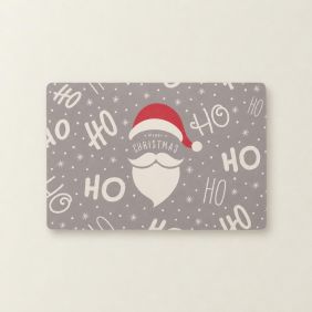 Zilverkleurige rechthoekige placemat met kerstmanmotief, sneeuwvlokken en de tekst Hohoho voor een feestelijke tafeldecoratie tijdens de feestdagen.