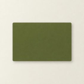 Rechthoekige placemat van gerecycled leer in de kleur tijm-groen met afgeronde hoeken, plat neergelegd op een lichte, neutrale ondergrond.